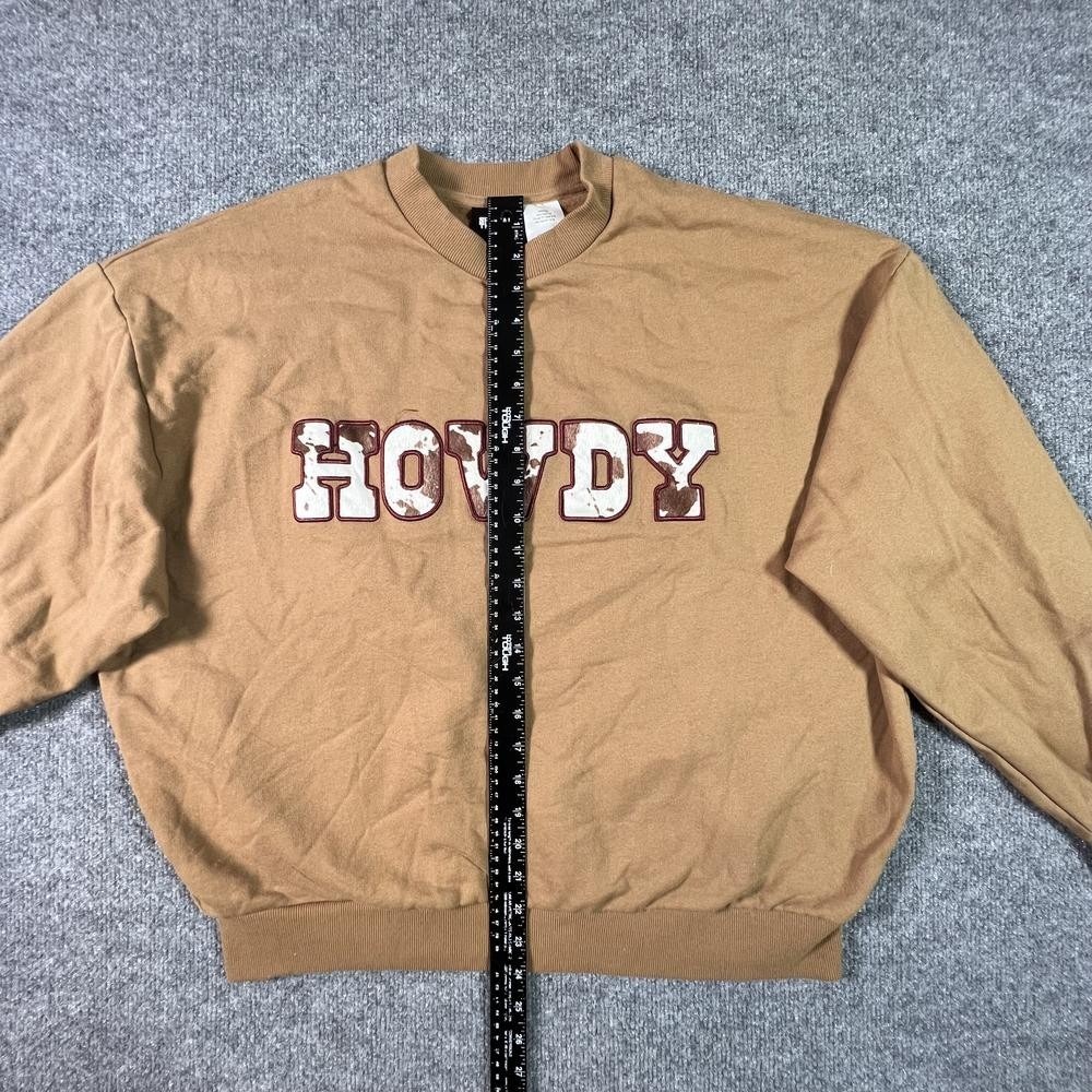 Special Thanks "Howdy" Sweatshirt Women's L Brown Cotton Fleece-Lined Hiking - Picture 2 of 10